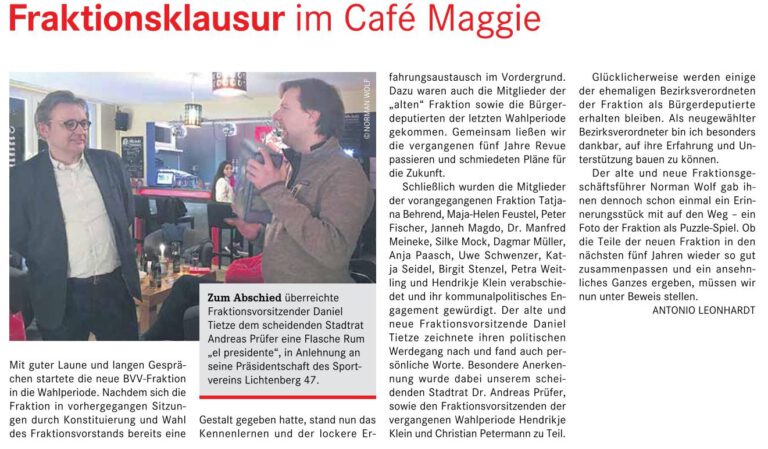 Fraktionsklausur im Café Maggie